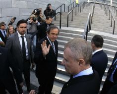 Boris Kolesnikov, Michel Platini, Markiyan Lubkivskiy and Grigoriy Surkis