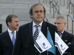 Michel Platini, Aleksandr Popov and Grigoriy Surkis