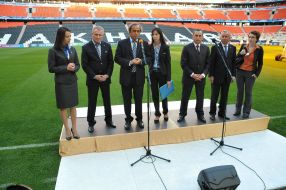 Grigoriy Surkis, Michel Platini, Aleksandr Lukyanchenko and Boris Kolesnikov