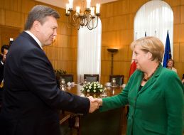 Viktor Yanukovich and Angela Merkel