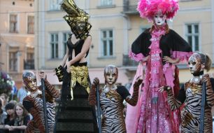 Participants of carnival procession 