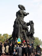 Participants of ceremony of laying-on of flowers