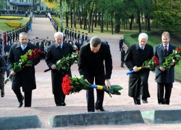 Participants of ceremony of laying-on of flowers