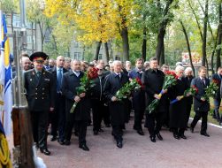 Participants of ceremony of laying-on of flowers
