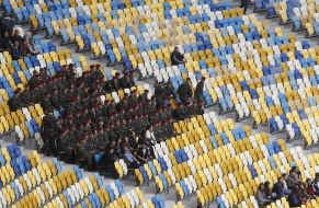 Students sit in the tribune