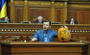 Oleg Lyashko with a pumpkin