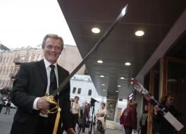A man demonstrates saber