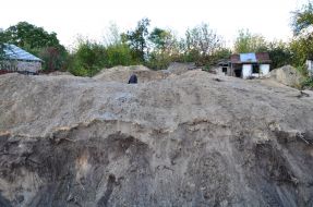 Shell holeafter blasting of 250-kilogram drop bomb