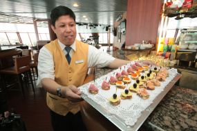 Restaurant on board the cruise liner Artania