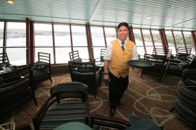 Restaurant on board the cruise liner Artania