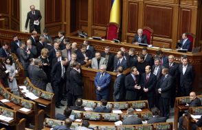 Deputies from the "BYT-Motherland" gathered at the podium