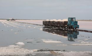 Marine salt mining on Sasyk-Sivash lake