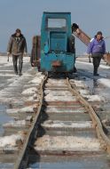 Marine salt mining on Sasyk-Sivash lake