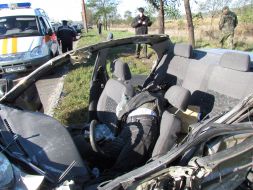 The corpse in the driver crashed car