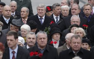 Participants of ceremony of laying-on of flowers