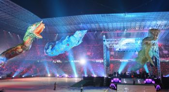 A festive show at the stadium opening ceremony