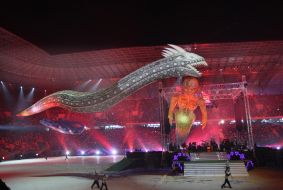 A festive show at the stadium opening ceremony
