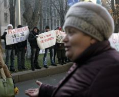 Participants of mass-meeting
