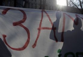 Participants of mass-meeting