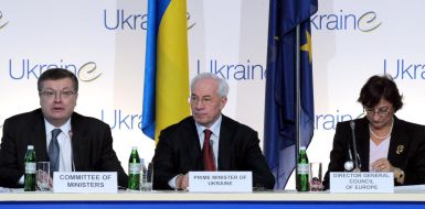 Konstantin Grishchenko, Nikolay Azarov and Gabriella Battaini-Dragoni