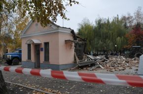 The destroyed building morgue