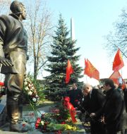 The laying flowers ceremony at the monument to Ivan Koshedub