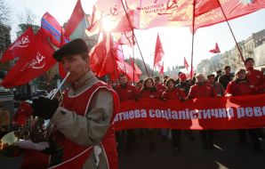 Communists celebrate the anniversary of the October Revolution
