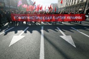 Communists celebrate the anniversary of the October Revolution