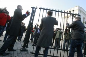 Vlafimir Arev, Andrey Parubiy and Vladimir Vyazivskiy
