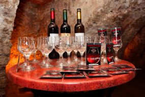 Glasses and bottles with wine