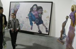 Visitors to the exhibition view exhibits