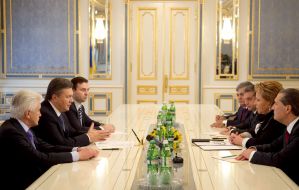 Viktor Yanukovich, Vladimir Litvin, Mikhail Zurabov and Valentina Matvienko