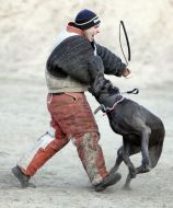 Cynologists with dog
