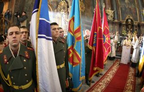 The soldiers at the public liturgy