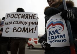 Participants of action of solidarity with the Russian people