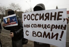 Participants of action of solidarity with the Russian people