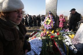 Participant of the mourning mass meeting