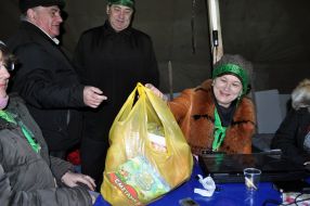 The participants of protest are in tent