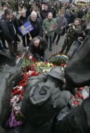 Ceremony of laying-on of flowers to the monument to the warriors-afghan