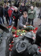 Ceremony of laying-on of flowers to the monument to the warriors-afghan