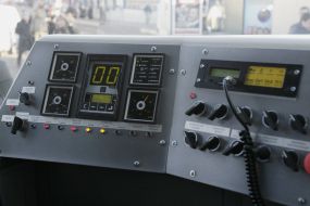 The control panel in the driver's light rail