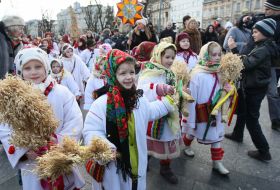 Christmas procession with the star