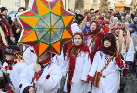 Christmas procession with the star