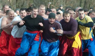 Ancient Cossack battle "wall to wall"