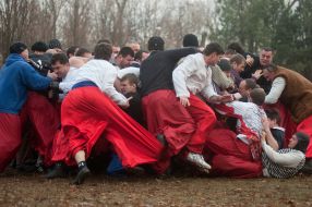 Ancient Cossack battle "wall to wall"