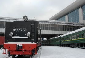 The locomotive in the museum under the open sky