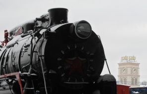 The locomotive in the museum under the open sky