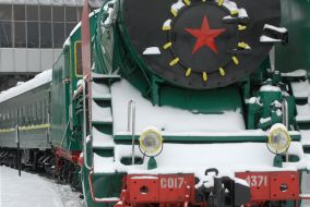 The locomotive in the museum under the open sky