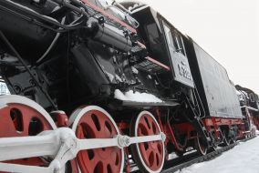 The locomotive in the museum under the open sky