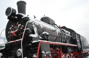 The locomotive in the museum under the open sky